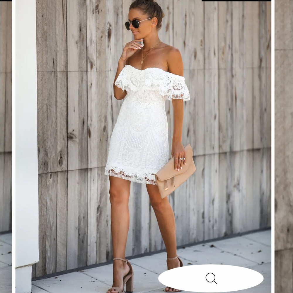 White Vici off the shoulder mini dress